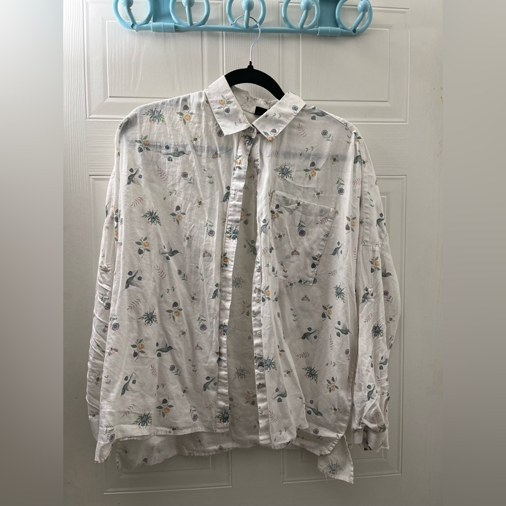 Icōne Simons button-down bird print shirt